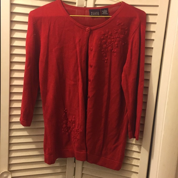 Hillard & Hanson Red Half Sleeve Cardigan - Picture 1 of 5